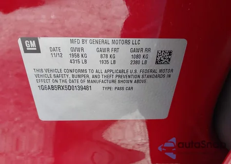 2013 Cadillac Ats Luxury from USA, damaged, VIN 1G6AB5RX5D0139481